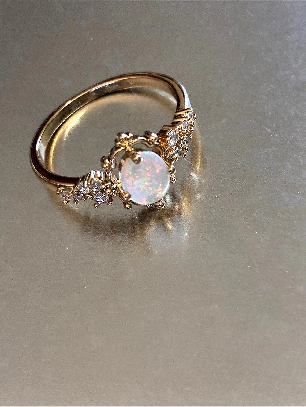Opal-Style Center Stone Ring